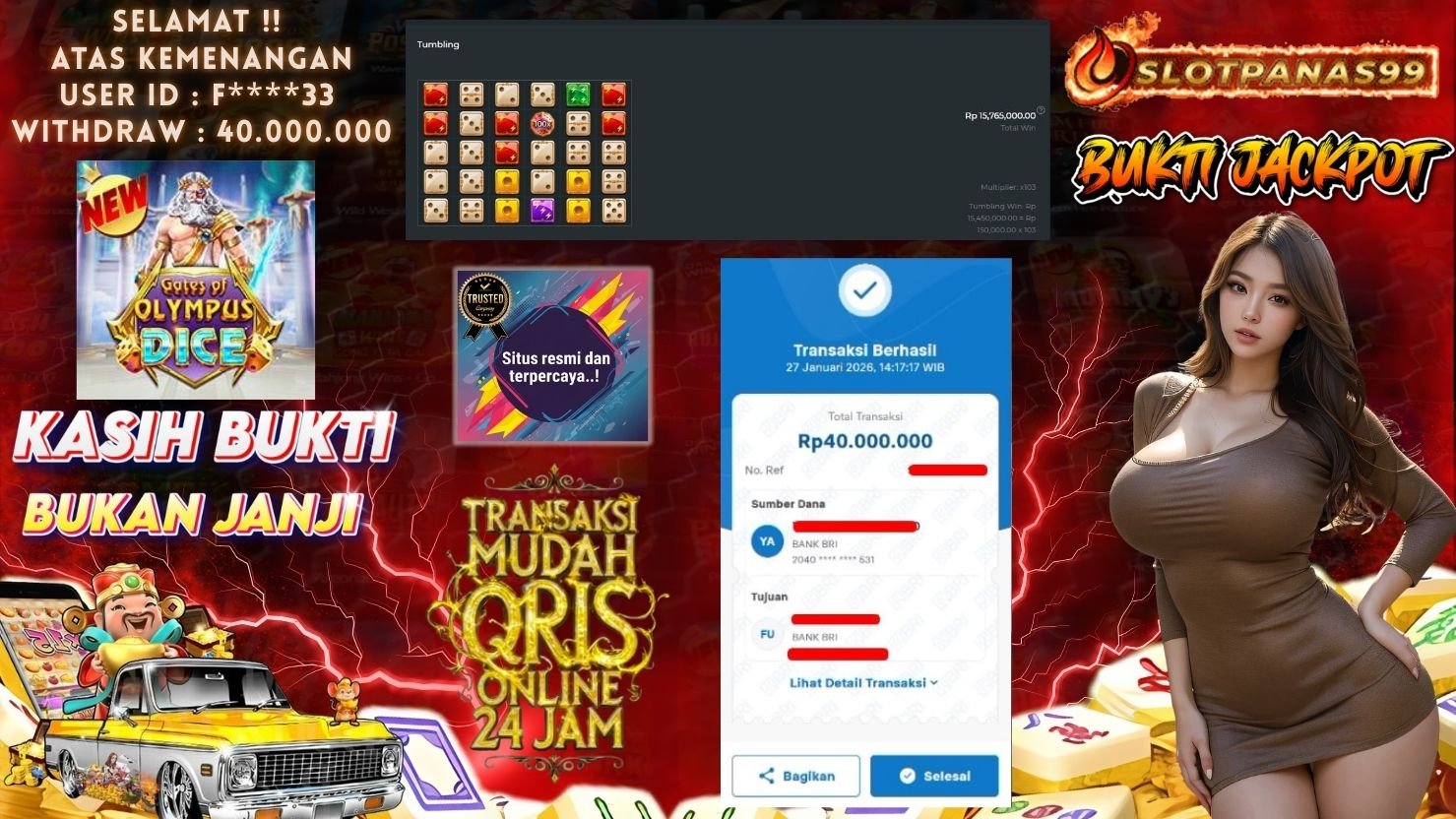 SLOTPANAS99 JACKPOT SLOT GATES OF OLYMPUS DICE